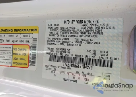 2020 Ford Mustang Ecoboost Premium Fastback из США, поврежденный, VIN 1FA6P8TH6L5184279